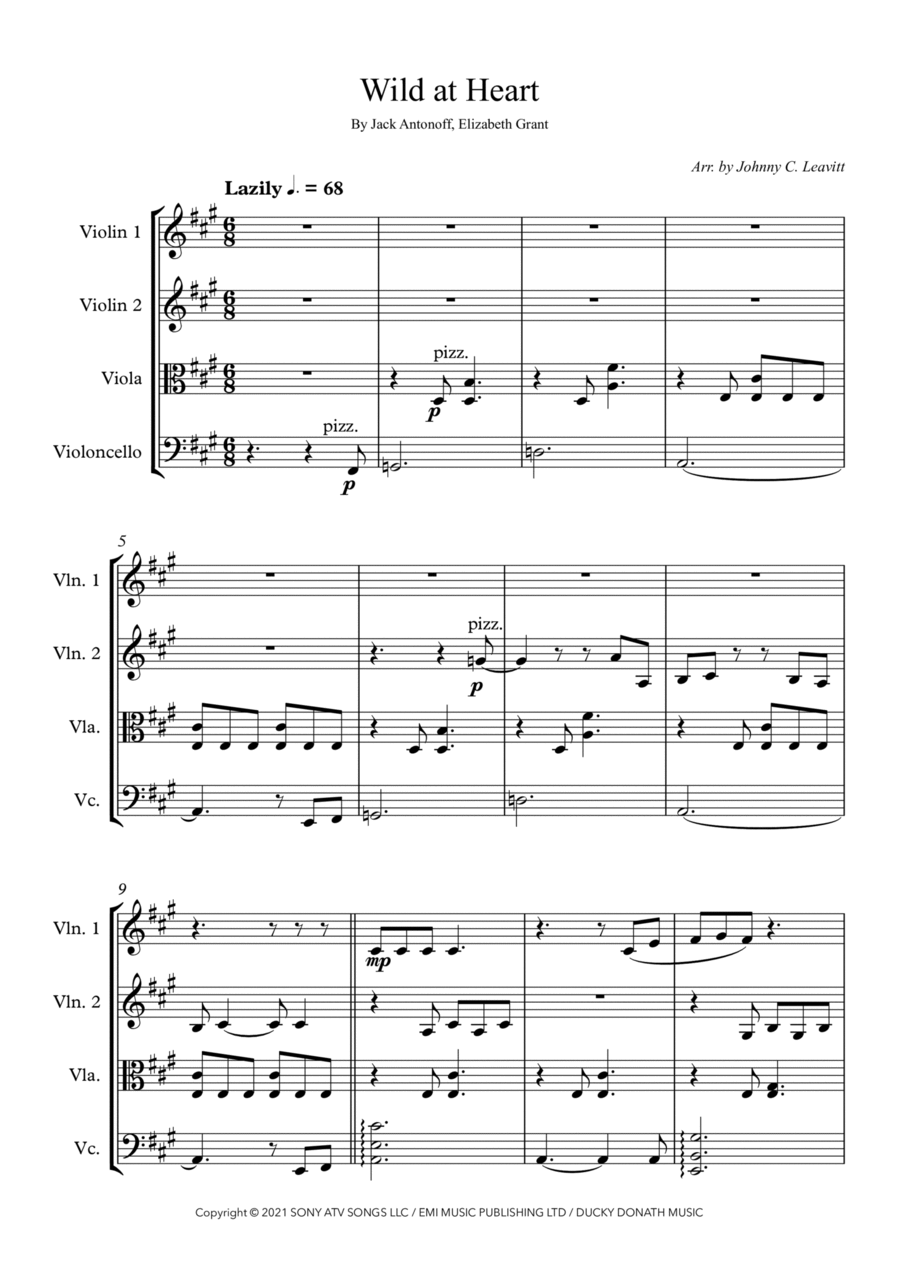 Wild At Heart Wild At Heart String Quartet scores gallery preview page 1