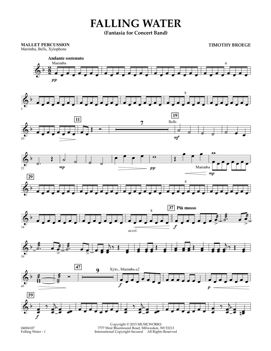 Falling Water - Mallet Percussion Percussion scores gallery preview page 1
