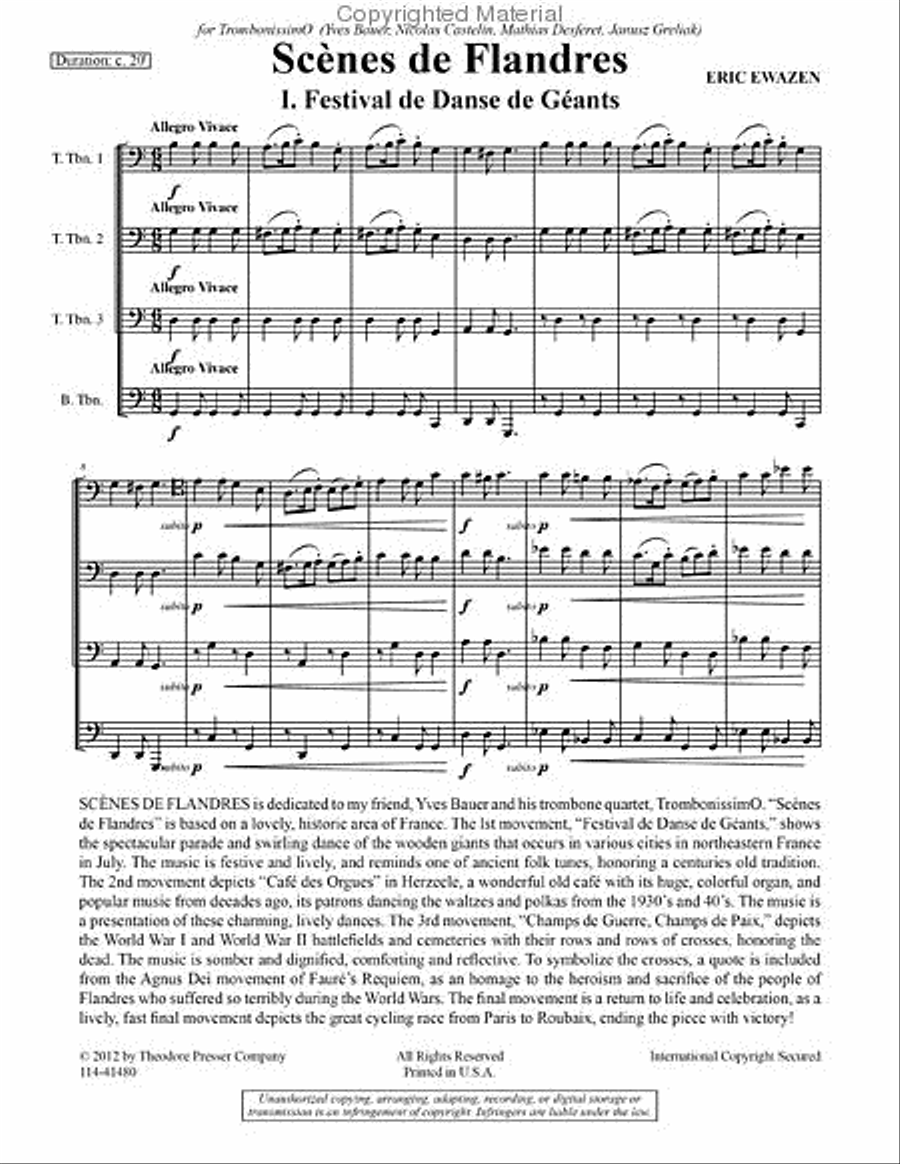 Scènes de Flandres Scènes de Flandres Trombone Quartet scores gallery preview page 2