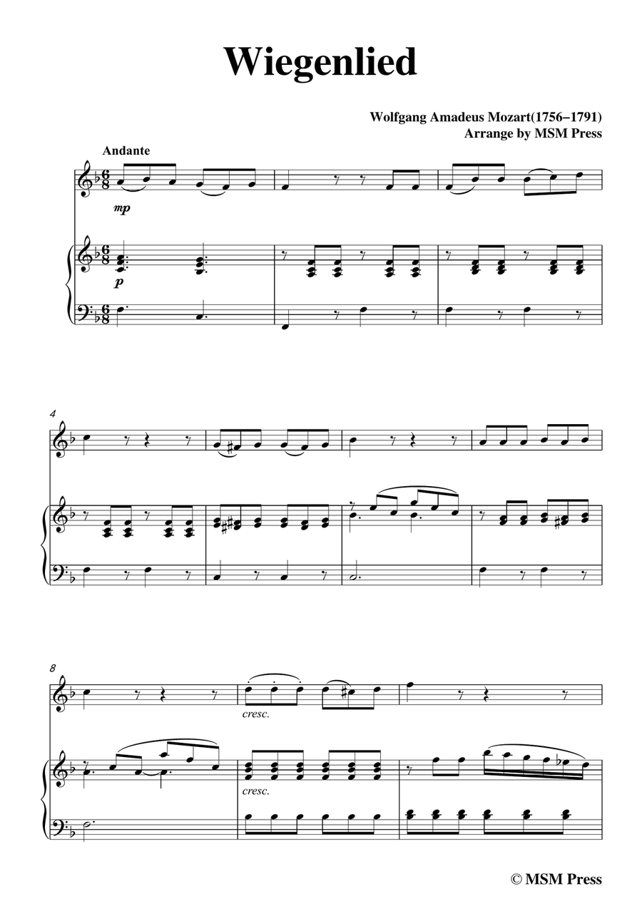 Mozart-Wiegenlied,for Violin and Piano Violin Solo scores gallery preview page 3