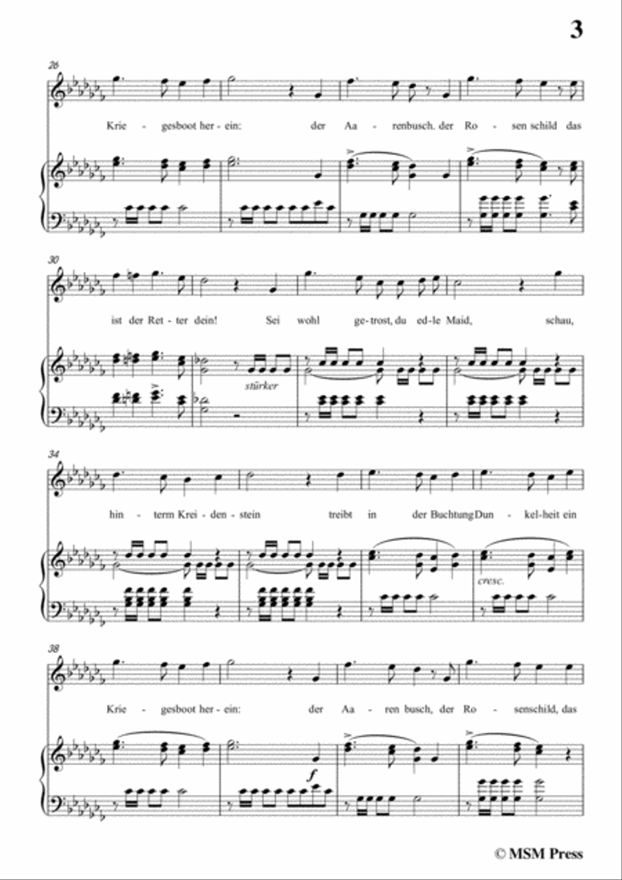 Schubert-Ballade(Ein Fräulein schaut)in a flat minor,Op.126,for Voice and Piano Voice Solo scores gallery preview page 5