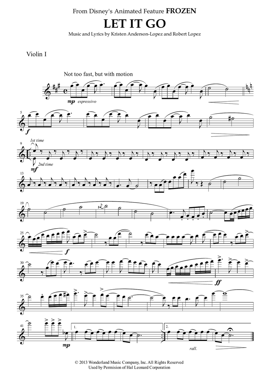 Let It Go (from Frozen) String Quartet scores gallery preview page 1