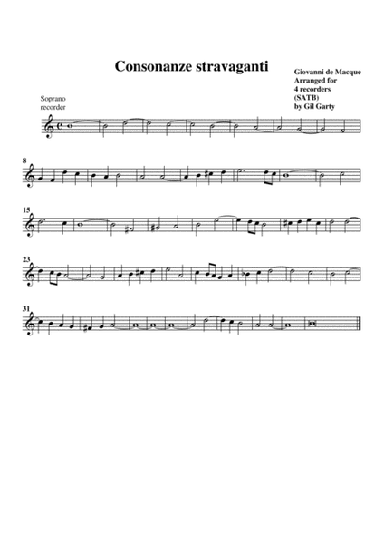 Consonanze stravaganti (arrangement for 4 recorders)
