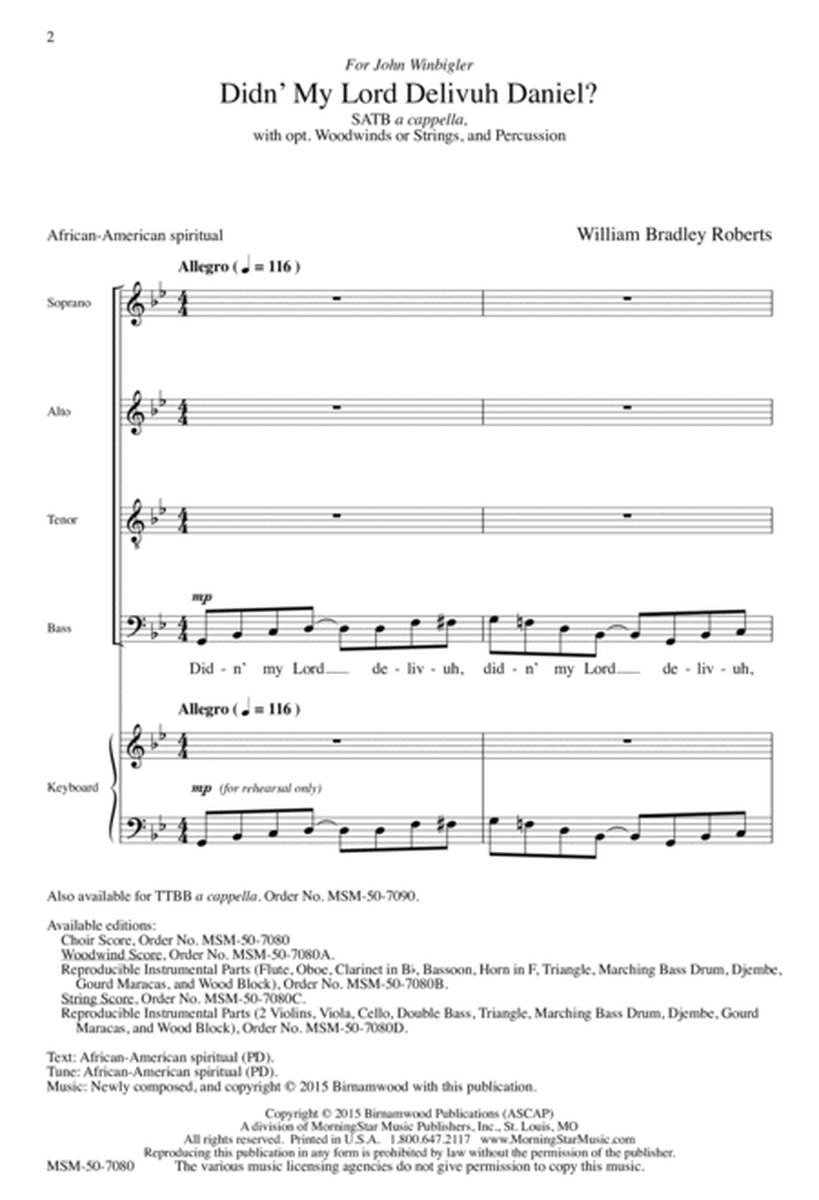 Didn' My Lord Delivuh Daniel? (Downloadable Choral Score)