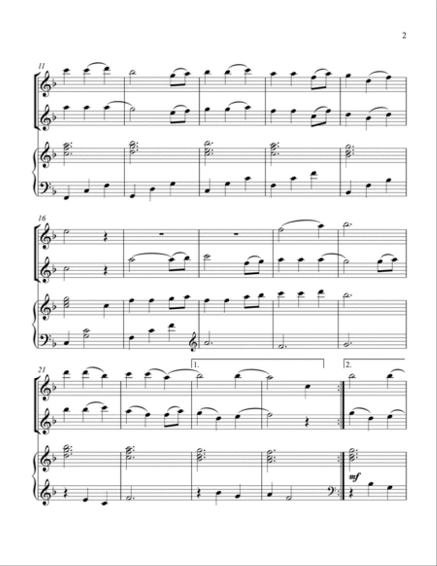 Away In A Manger, Two Flutes and Harp Flute Duet scores gallery preview page 3