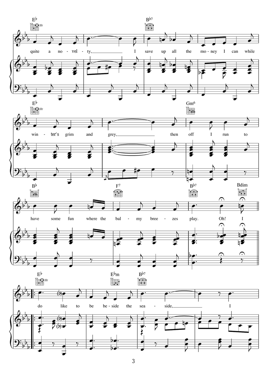 I Do Like To Be Beside The Seaside Piano, Vocal, Guitar scores gallery preview page 3