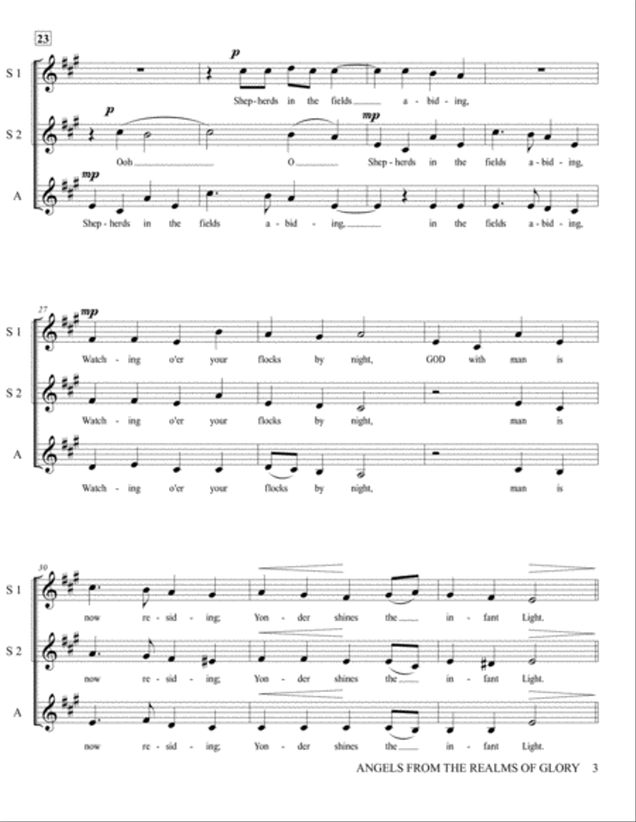 Angels from The Realms of Glory - SSA A Cappella SSA scores gallery preview page 4
