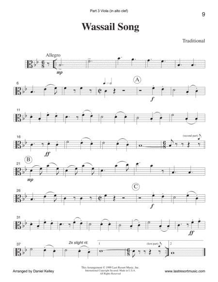 Wassail Song for String Quartet (or Mixed Quartet or Piano Quintet)