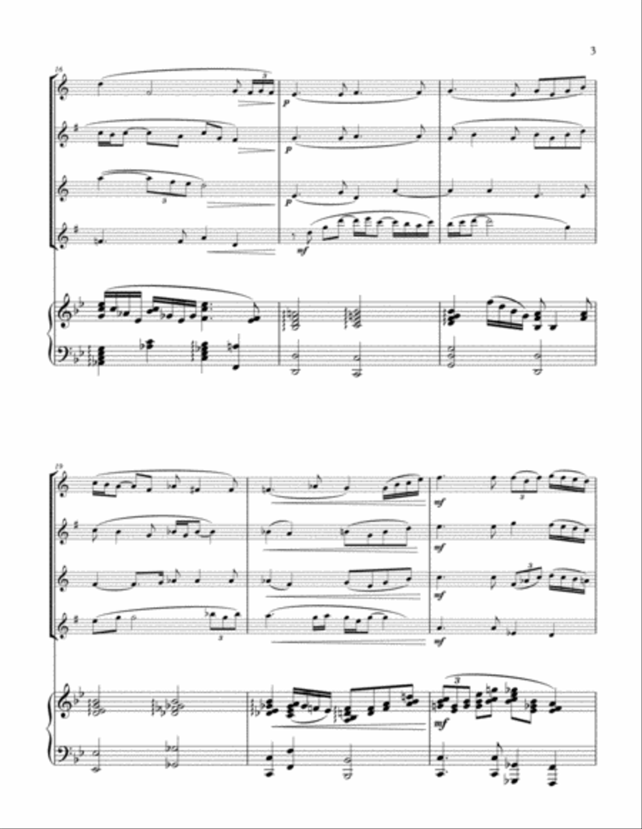 She Glides As She Walks (for sax quartet and piano) Small Ensemble scores gallery preview page 3