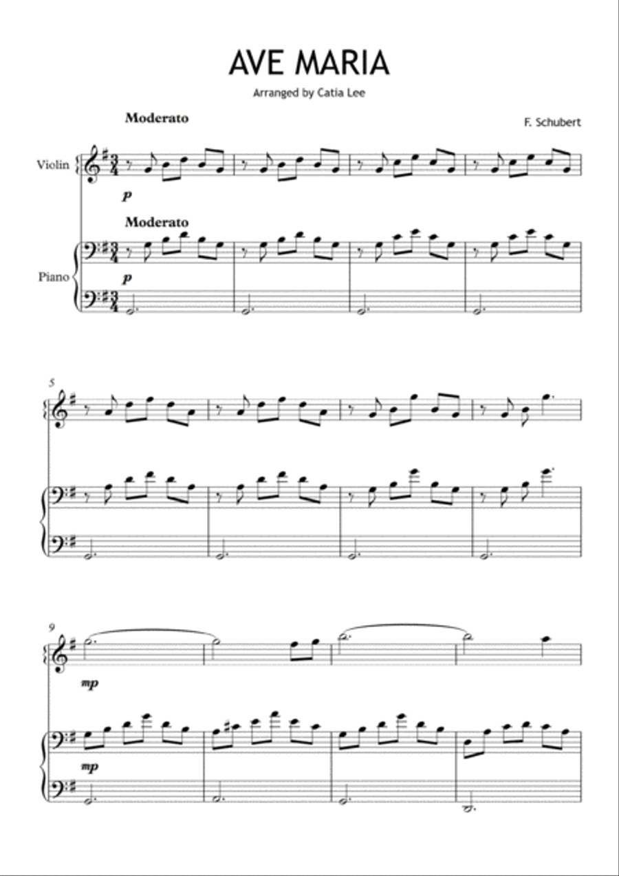 Ave Maria - Schubert for violin and piano G Major Violin Solo scores gallery preview page 2