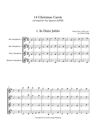 Book cover for 14 Christmas Carols (arranged for Sax Quartet AATB)