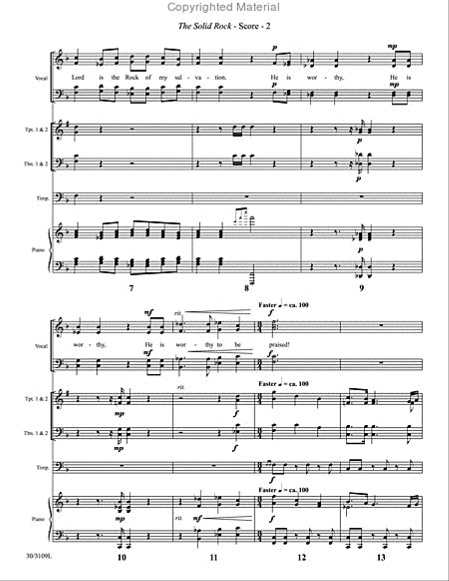 The Solid Rock - Brass Quartet Score and Parts Choir scores gallery preview page 3
