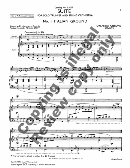 Suite for Trumpet and Strings (Tpt/Piano Score)