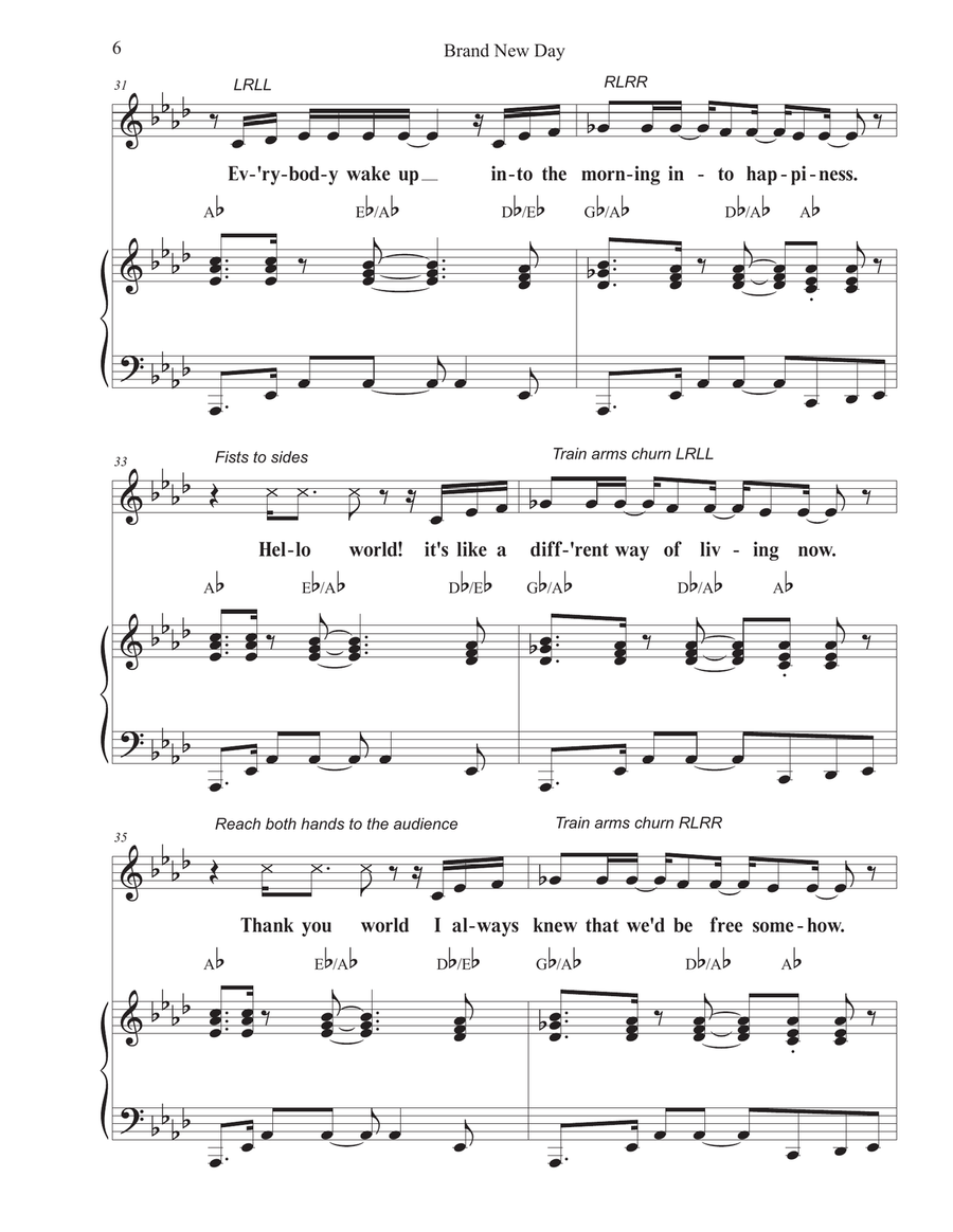 Liberation Ballet/a Brand New Day (everybody Rejoic Unison Choir scores gallery preview page 6