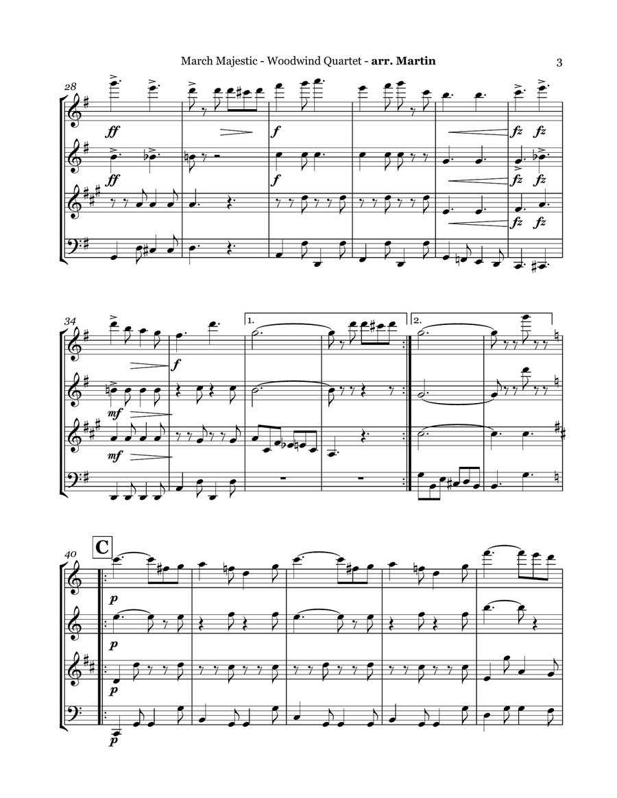 March Majestic - Woodwind Quartet Woodwind Quartet scores gallery preview page 4