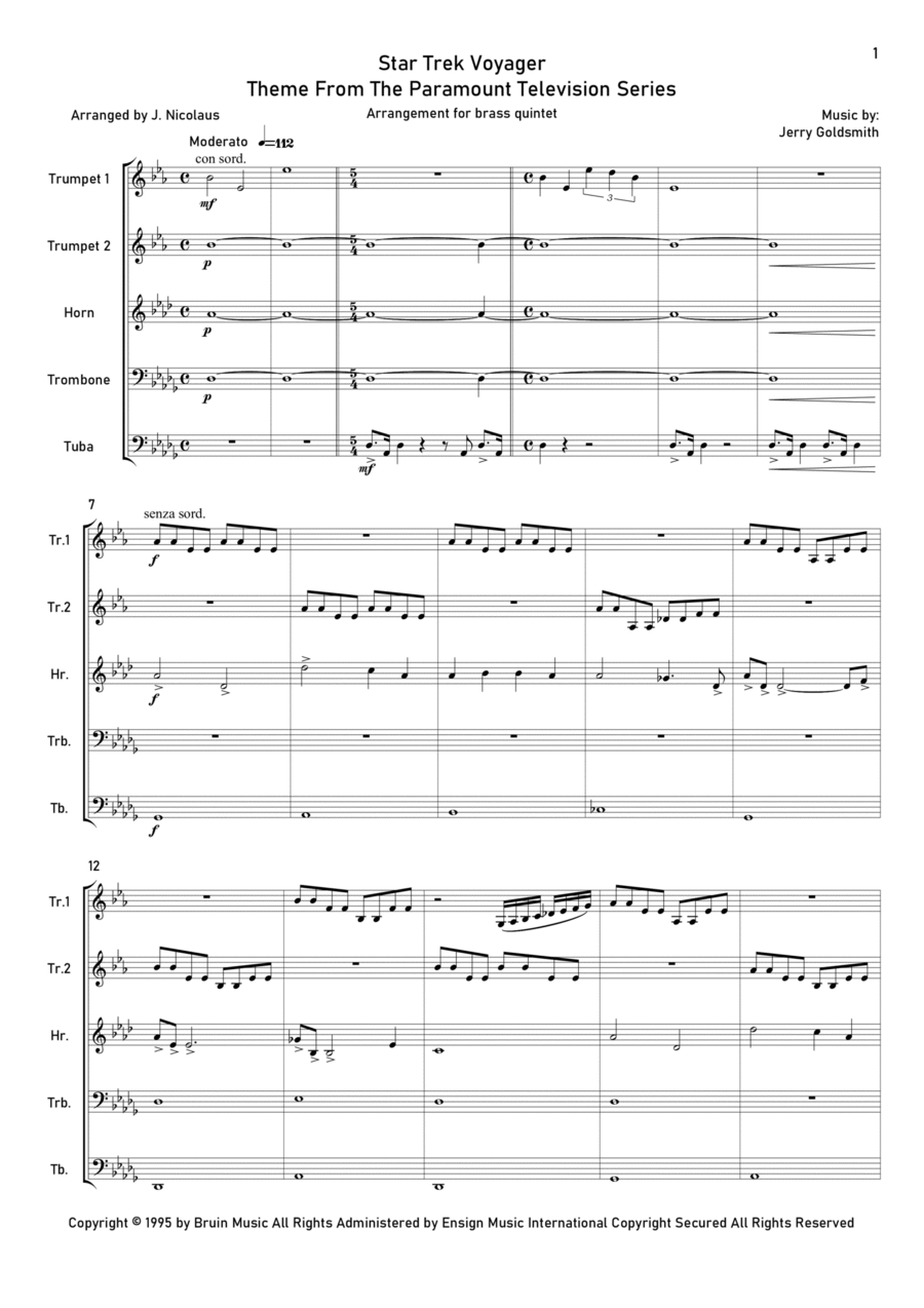 Star Trek - Voyager(r) Brass Quintet scores gallery preview page 1