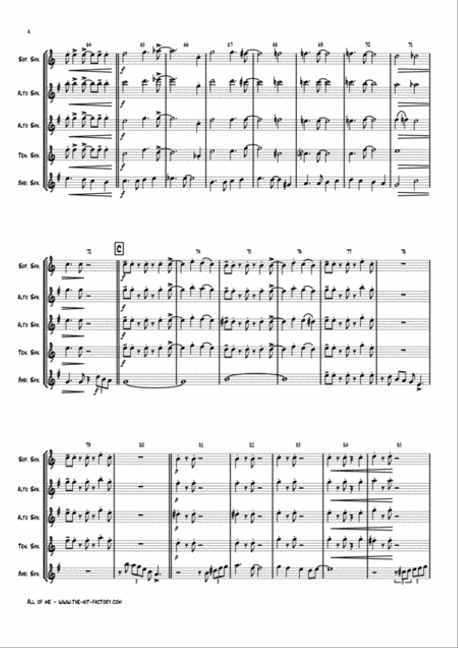 All Of Me Saxophone Quartet scores gallery preview page 4