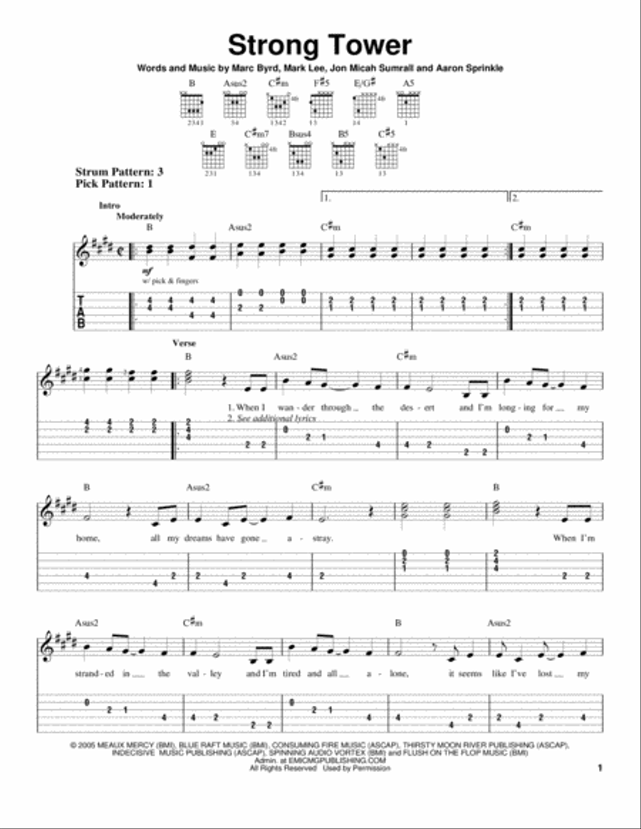 Strong Tower Strong Tower Acoustic Guitar scores gallery preview page 1