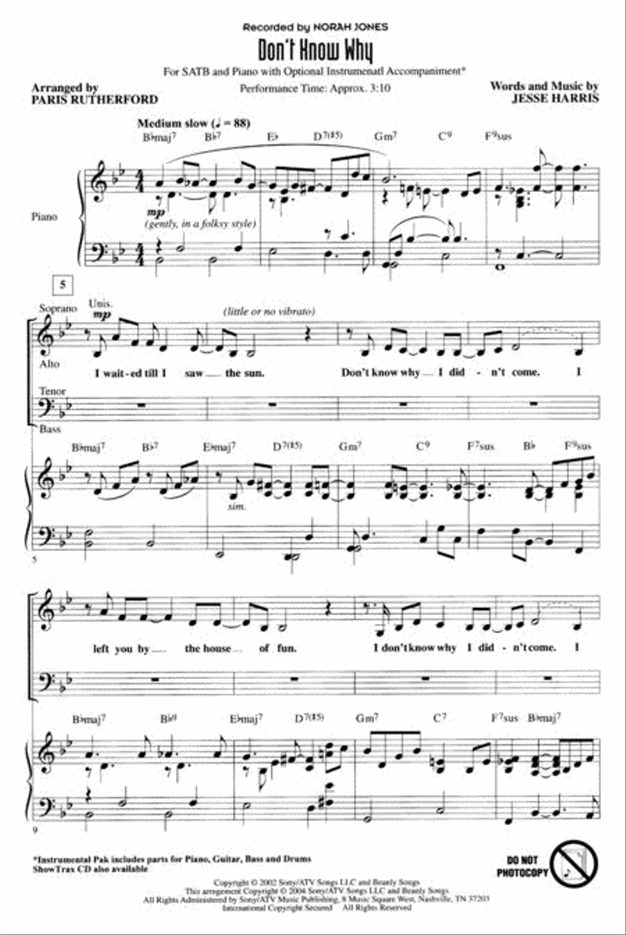 Don't Know Why 4-Part scores gallery preview page 2