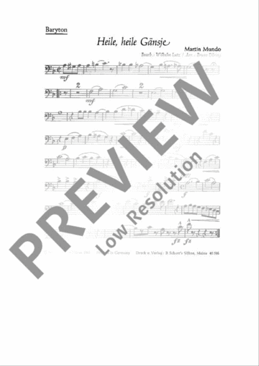 Heile, heile Gänsje Baritone Horn scores gallery preview page 2