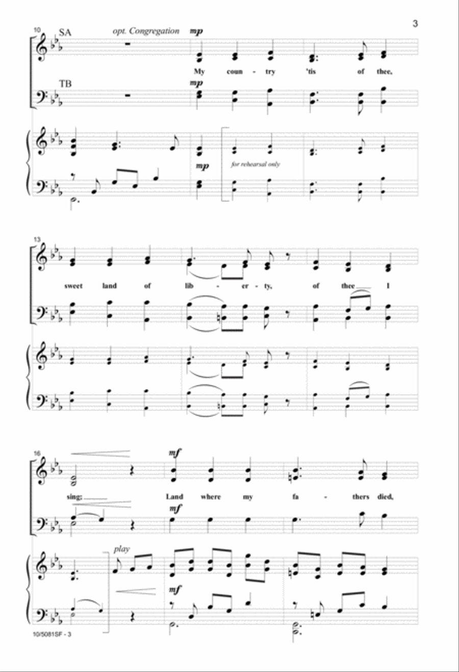 My Country, 'Tis of Thee My Country, 'Tis of Thee 4-Part scores gallery preview page 3