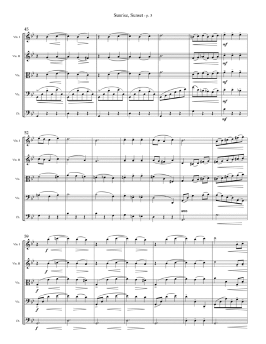 Sunrise, Sunset String Orchestra scores gallery preview page 3