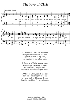 The love of Christ is mine today. A new tune to a wonderful Oswald Smith poem.