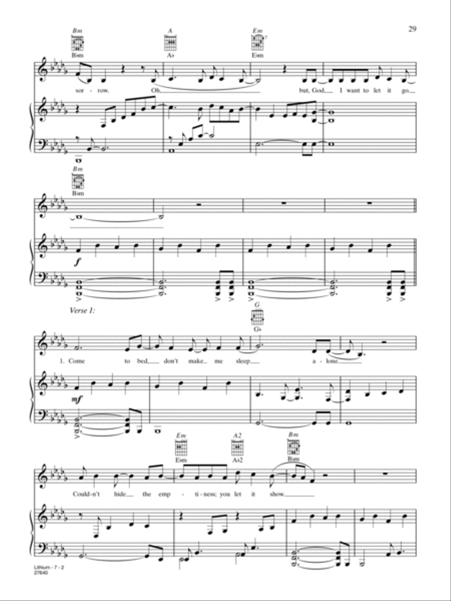 Lithium Piano, Vocal, Guitar scores gallery preview page 2