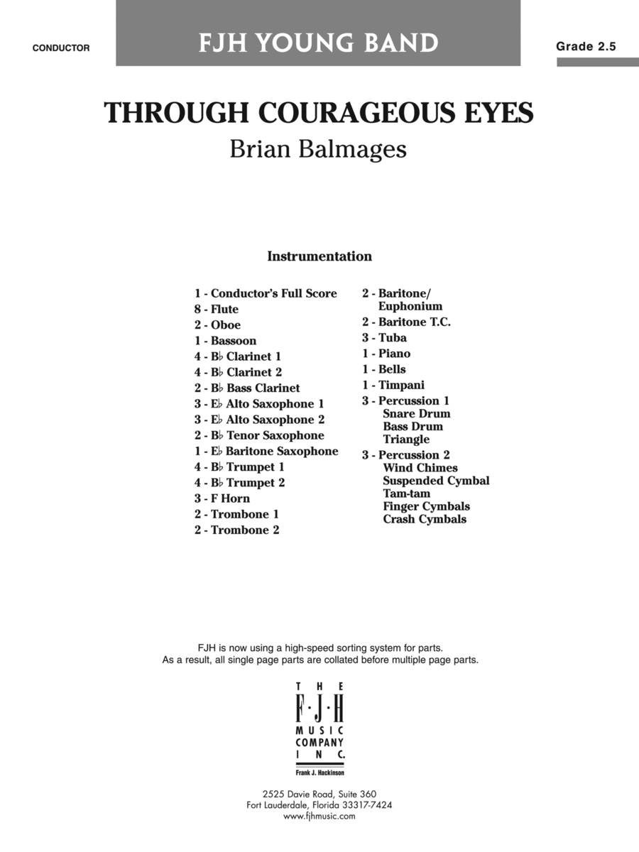 Through Courageous Eyes: Score Concert Band scores gallery preview page 1