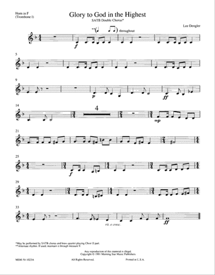 Glory to God in the Highest Choir scores gallery preview page 3