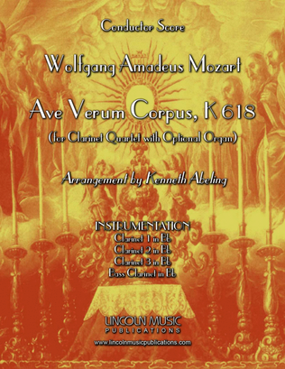 Book cover for Mozart - Ave Verum Corpus (for Clarinet Quartet and Optional Organ)