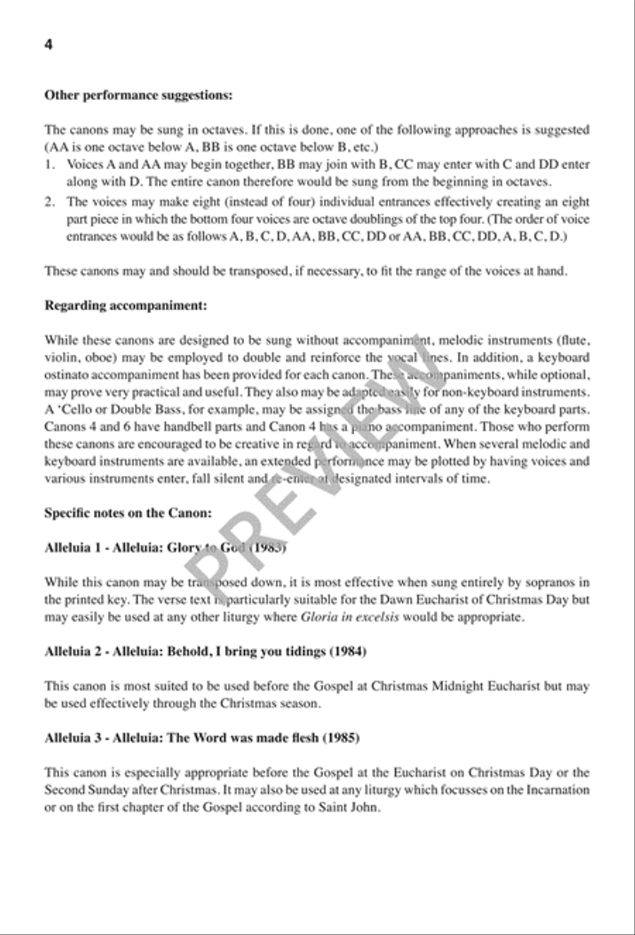 Six Alleluia Canons 4-Part scores gallery preview page 5