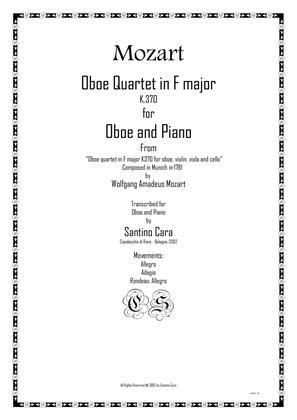 Book cover for Mozart - Complete Oboe Quartet in F major K.370 for Oboe and Piano - Score and Part