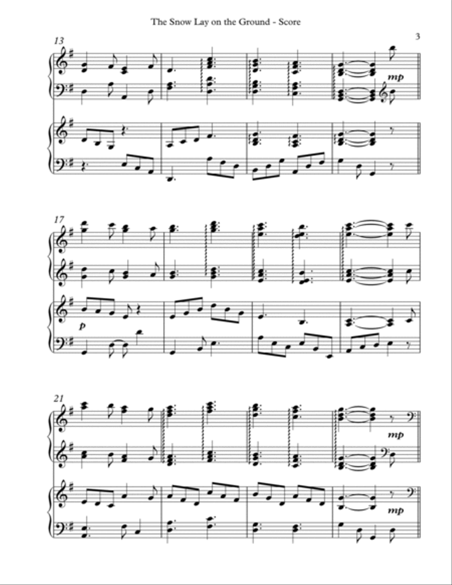 The Snow Lay on the Ground, Venite Adoremus, Harp Duet Celtic Harp scores gallery preview page 3