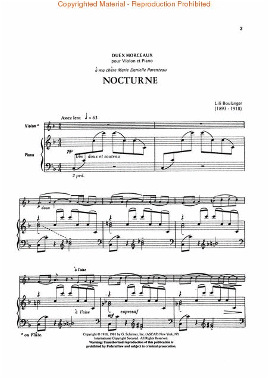 2 Morceaux: Nocturne and Cortège Violin Solo scores gallery preview page 2