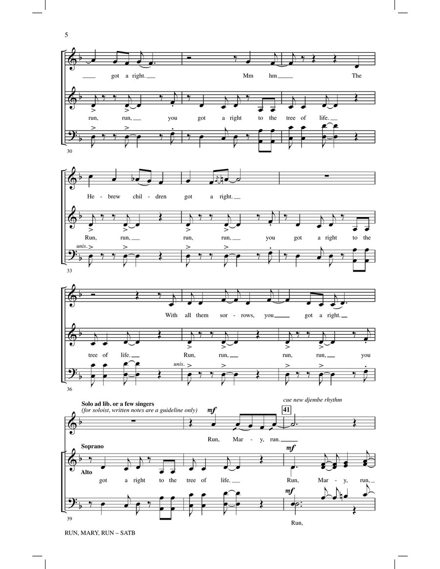 Run, Mary, Run 4-Part scores gallery preview page 3