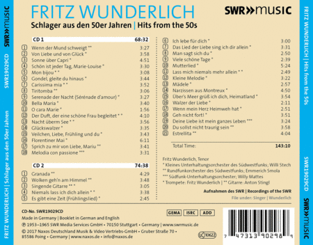 Fritz Wunderlich - Hits from the 50's  Sheet Music