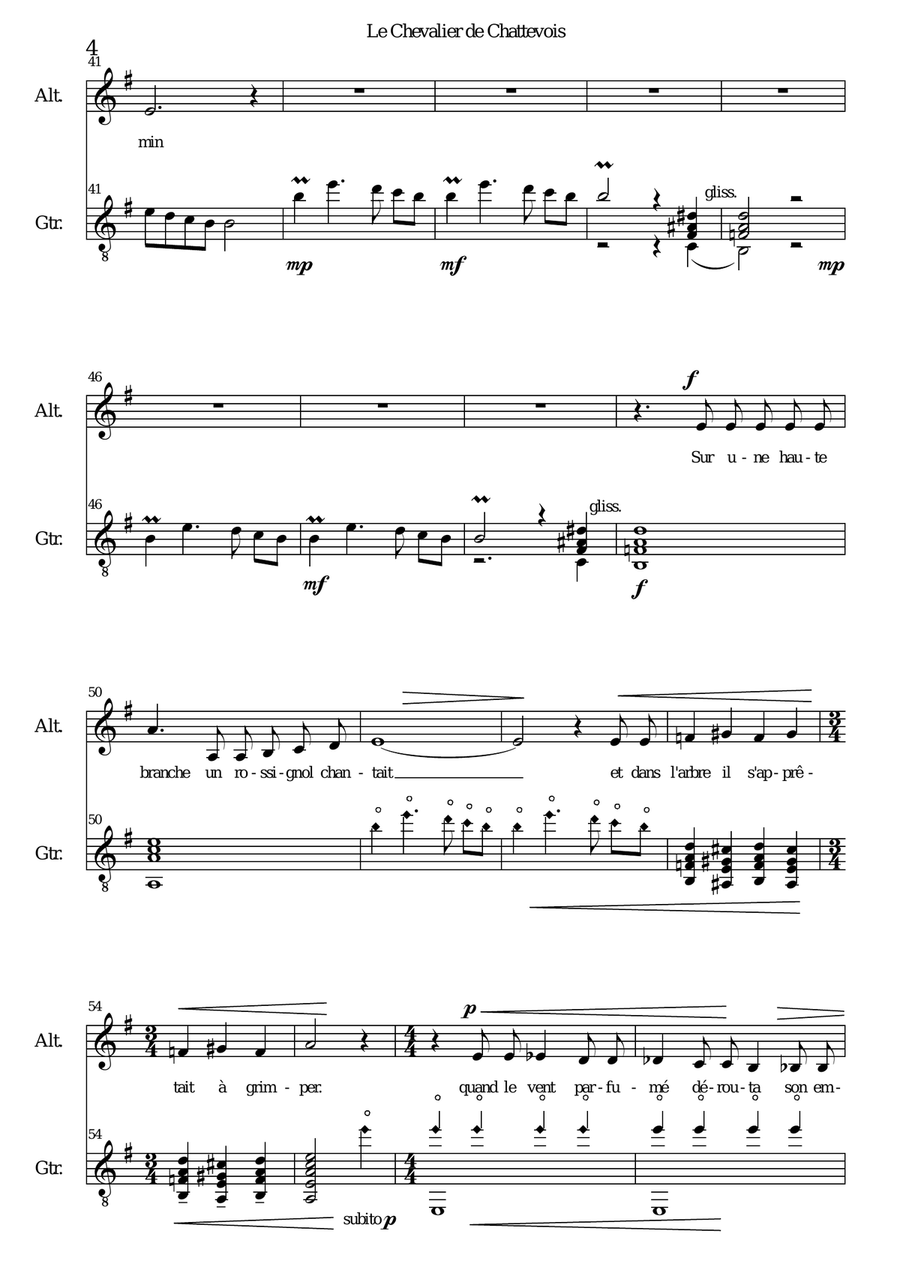 Le Chevalier de Chattevois (Sir Purrsifal) for alto voice and guitar Classical Guitar scores gallery preview page 4