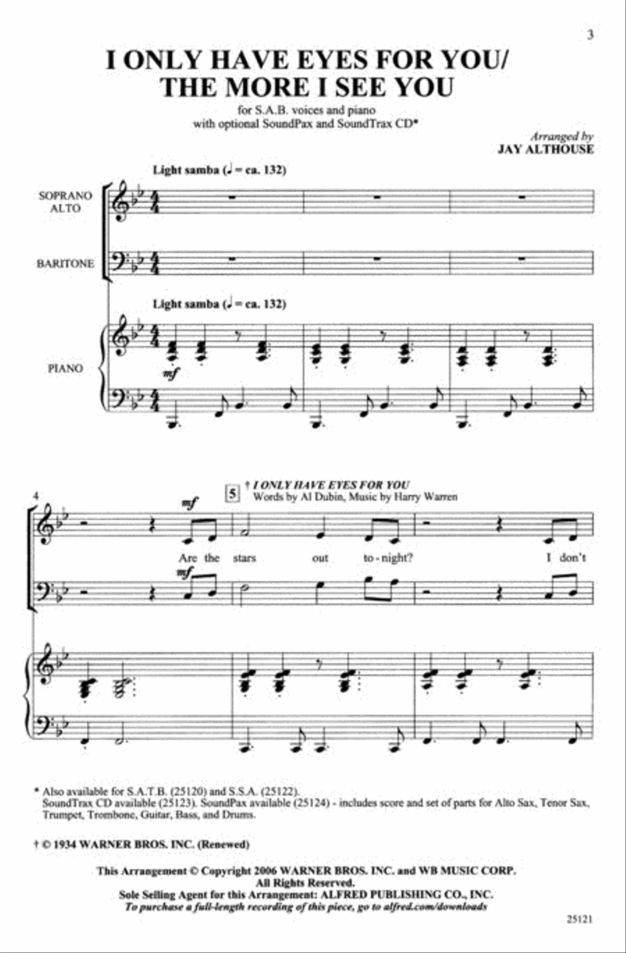 I Only Have Eyes for You / The More I See You 3-Part scores gallery preview page 2