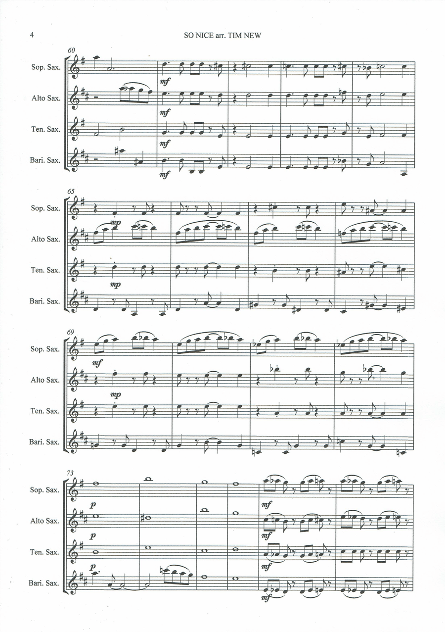 So Nice (summer Samba) Woodwind Quartet scores gallery preview page 4