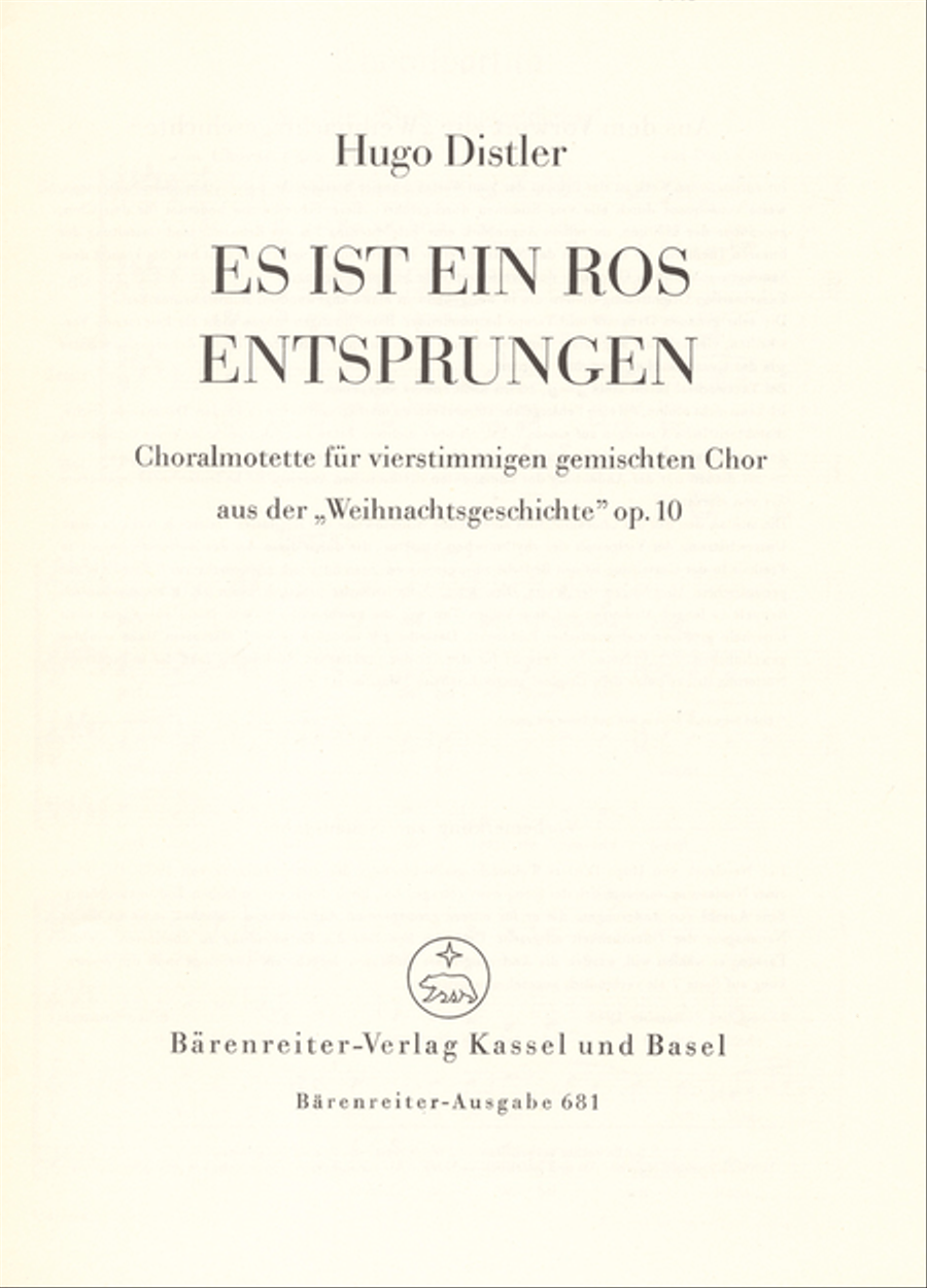 Es ist ein Ros entsprungen, op. 10 (1933) 4-Part scores gallery preview page 1