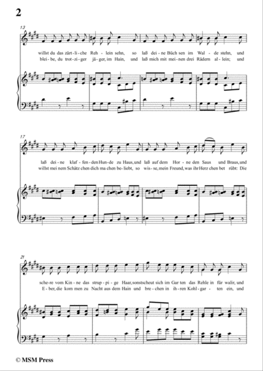 Schubert-Der Jäger,from 'Die Schöne Müllerin',Op.25 No.14,in c sharp minor,for Voice&Pno Voice scores gallery preview page 4