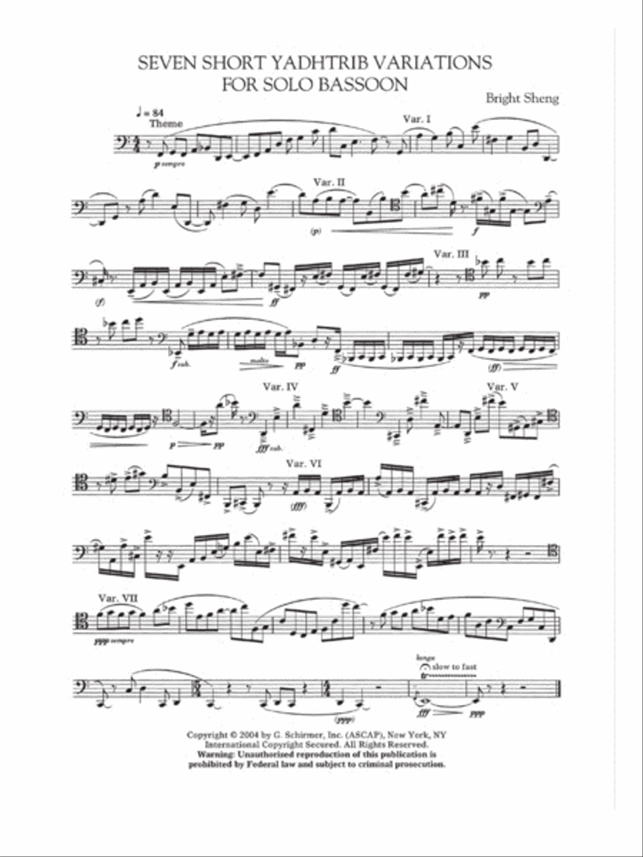 Seven Short Yadhtrib Variations School and Community scores gallery preview page 1