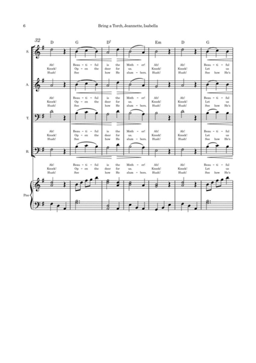 Bring a Torch, Jeanette, Isabella - SATB and piano image number null