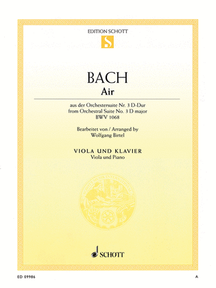 Book cover for Air in D Major from Orchestral Suite No. 3, BWV 1068