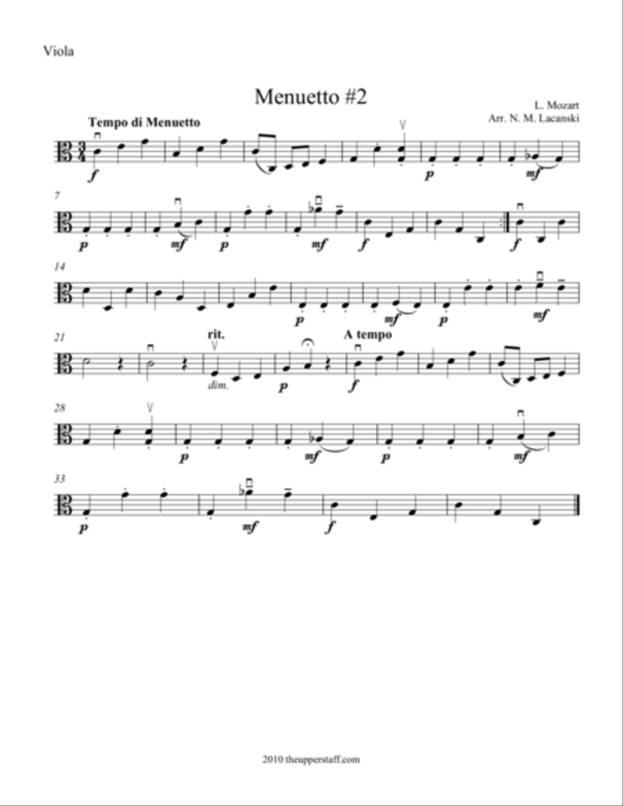 Menuetto #2 Menuetto #2 String Trio scores gallery preview page 1