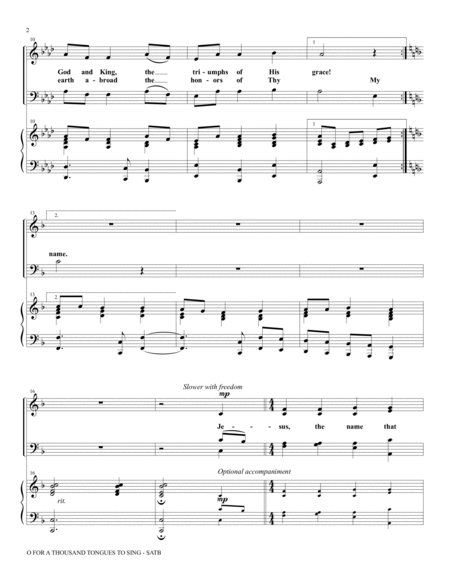 O FOR A THOUSAND TONGUES TO SING, SATB Choir (Includes Score and Parts) image number null