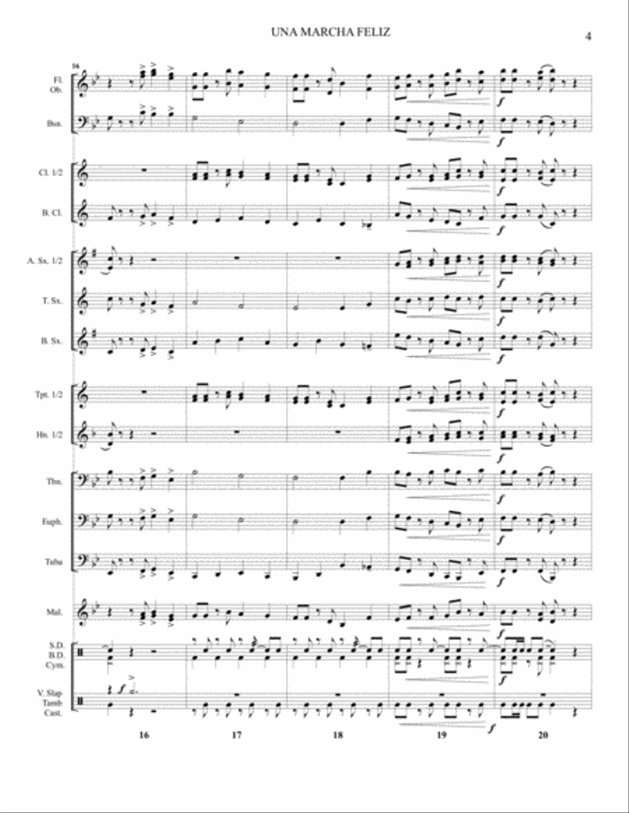 Una March Feliz Concert Band scores gallery preview page 5