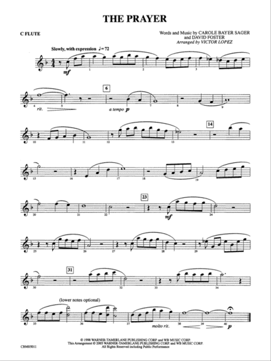 The Prayer: Flute Concert Band scores gallery preview page 1