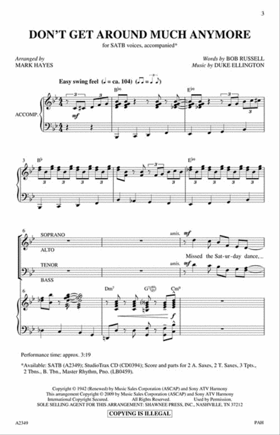 Don't Get Around Much Anymore 4-Part scores gallery preview page 2